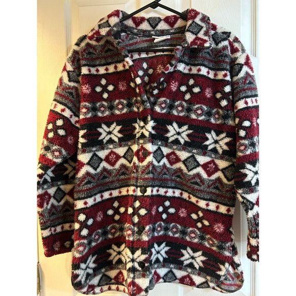 Vintage 90s Montana Blues Jean Co Fleece Sweater Button Up Size Medium - Picture 1 of 6
